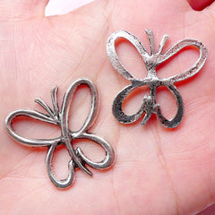 Butterfly Charms (4pcs) (28mm x 27mm / Tibetan Silver) Insect Charms Metal Findings Pendant Bracelet Earrings Zipper Pulls Keychain CHM686