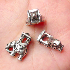 Elephant Beads (3pcs) (14mm x 19mm / Tibetan Silver / 2 Sided) Animal Beads Findings Spacer Pendant DIY Bracelet Earrings Making CHM688