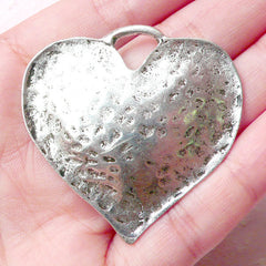 Big Heart Charms (1pc) (44mm x 44mm / Tibetan Silver) Valentines Love Pendant Bracelet Earrings Zipper Pulls Bookmarks Keychains CHM704