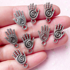 Healing Hand / Reiki Hand Charms (8pcs) (11mm x 19mm / Tibetan Silver / 2 Sided) Palm Charms Pendant Bracelet Earrings Keychains CHM719