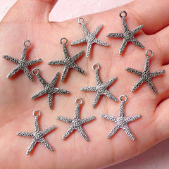 Sea Star Charms Starfish Charms (10pcs) (18mm x 20mm / Tibetan Silver / 2 Sided) Seastar Charms Pendant Bracelet Earrings Keychains CHM721