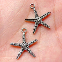 Sea Star Charms Starfish Charms (10pcs) (18mm x 20mm / Tibetan Silver / 2 Sided) Seastar Charms Pendant Bracelet Earrings Keychains CHM721