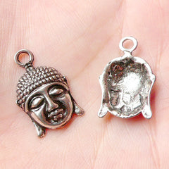 Buddha Head Charms (6pcs) (14mm x 22mm / Tibetan Silver) Religious Buddhist Jewelry Pendant Bracelet Earrings Zipper Pulls Bookmark CHM729