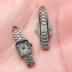 CLEARANCE Watch Charms (7pcs) (9mm x 23mm / Tibetan Silver / 2 Sided) Clock Charms Findings Pendant Bracelet Earrings Zipper Pulls Keychain CHM733