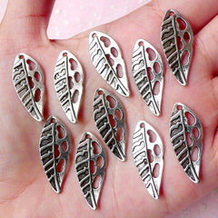 Leaf Charms (10pcs) (11mm x 27mm / Tibetan Silver) Floral Charms Findings Pendant Bracelet Earrings Zipper Pulls Bookmarks Key Chains CHM737