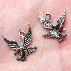 Eagle Charms (8pcs) (17mm x 19mm / Tibetan Silver) Bird Charms Metal Findings Pendant DIY Bracelet Earrings Zipper Pulls Keychain CHM740