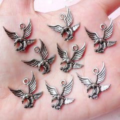Eagle Charms (8pcs) (17mm x 19mm / Tibetan Silver) Bird Charms Metal Findings Pendant DIY Bracelet Earrings Zipper Pulls Keychain CHM740