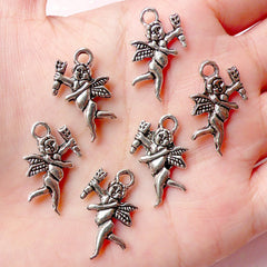 Cupid Charms Cherub Charms (6pcs) (14mm x 21mm / Tibetan Silver / 2 Sided) Valentines Pendant Bracelet Earrings Zipper Pulls Keychain CHM747