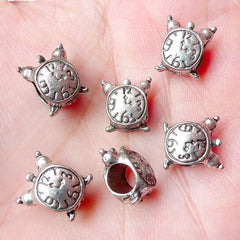 Alarm Clock Beads (6pcs) (10mm x 11mm / Tibetan Silver / 2 Sided) Metal Findings Pendant Bracelet Earrings Zipper Pulls Keychain CHM738