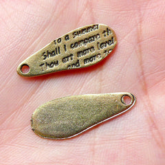 Teardrop Tag Charms (10pcs) (9mm x 24mm / Antique Gold) Metal Findings Pendant Bracelet Earrings Zipper Pulls Keychains Bookmark CHM743
