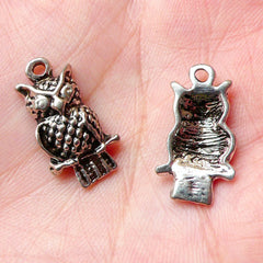 Owl Charms (6pcs) (11mm x 20mm / Tibetan Silver) Bird Charms Metal Findings Pendant Bracelet Earrings Bookmark Zipper Pulls Keychain CHM766