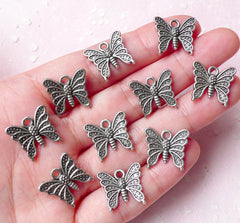 CLEARANCE Butterfly Charms (10pcs) (16mm x 14mm / Tibetan Silver) Animal Charms Metal Bookmark Pendant Bracelet Earrings Zipper Pulls Keychain CHM760