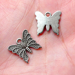 CLEARANCE Butterfly Charms (10pcs) (16mm x 14mm / Tibetan Silver) Animal Charms Metal Bookmark Pendant Bracelet Earrings Zipper Pulls Keychain CHM760