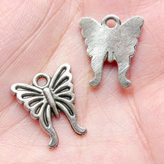 Butterfly Charms (10pcs) (15mm x 17mm / Tibetan Silver) Metal Insect Charms Bookmark Pendant Bracelet Earrings Zipper Pulls Keychain CHM763