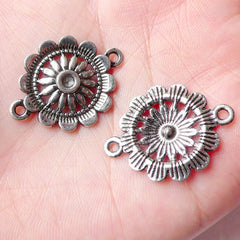 CLEARANCE Flower Connectors Charms (4pcs) (21mm x 28mm / Tibetan Silver) Floral Charms Pendant Bracelet Earrings Making Bookmark Keychains CHM787