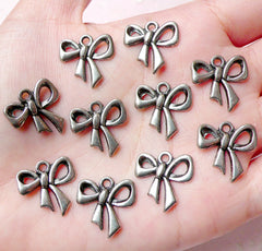 CLEARANCE Ribbon Charms (10pcs) (16mm x 17mm / Tibetan Silver) Kawaii Metal Charms Pendant Bracelet Earrings Bookmark Zipper Pulls Keychains CHM778