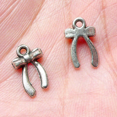 CLEARANCE Mini Ribbon Charms (15pcs) (8mm x 12mm / Tibetan Silver) Kawaii Charms Pendant Bracelet Earrings Bookmark Zipper Pulls Keychains CHM779