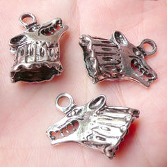 3D Wolf Head Charm (3pcs) (24mm x 16mm / Tibetan Silver / 2 Sided) Animal Charms DIY Pendant Bracelet Earrings Zipper Pulls Keychains CHM796