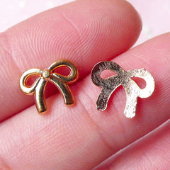Tiny Ribbon Charms (15pcs) (10mm x 8mm / Rose Gold) Kawaii Nail Art Decoration Mini Ribbon Scrapbooking Bracelet Earrings CHM797