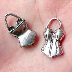 Swimsuit Charms (4pcs) (14mm x 26mm / Tibetan Silver) Sport Charms Findings Pendant Bracelet Earrings Bookmark Zipper Pulls Keychains CHM800
