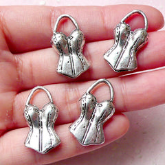 Swimsuit Charms (4pcs) (14mm x 26mm / Tibetan Silver) Sport Charms Findings Pendant Bracelet Earrings Bookmark Zipper Pulls Keychains CHM800