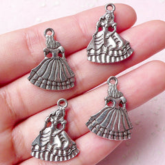 CLEARANCE Princess Charms (4pcs) (18mm x 23mm / Tibetan Silver / 2 Sided) Findings Pendant Bracelet Earrings Bookmark Zipper Pulls Keychains CHM801