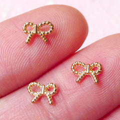 Tiny Ribbon Cabochon (3pcs) (6mm / Gold) Fake Miniature Cupcake Topper Nail Art Nail Decoration Scrapbooking NAC167