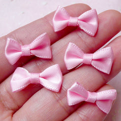 Mini Pink Satin Bow (5pcs / 20mm) Small Fabric Ribbon Cute Baby Hair Clip Wedding Scrapbooking Jewelry Making Fairy Kei Embellishment F120