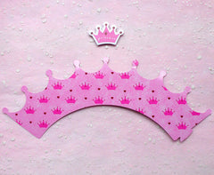 CLEARANCE Cupcake Wrappers and Toppers - Pink Princess Crown - Cake Deco / Cupcake Decoration / Packaging (6 Sets) CUP26