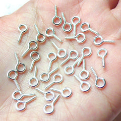 Screw Eye Pin / Screw Eye Hook / Screw Hook Bails / Screw Eye Bails (5mm x 11mm / 50pcs / Light Silver) Jewelry Findings Pendant Charm Making F124