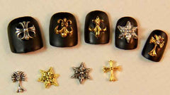 Tiny Cross Cabochon (2pcs) (Tibetan Silver) Fake Miniature Cupcake Topper Earring Making Nail Art Nail Decoration Punk Rock NAC114