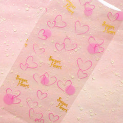 Clear Cellophane Bags w/ Sweet Heart (20 pcs / Light Pink) Valentines Gift Wrapping Bags Kawaii Plastic Packaging Bags (10cm x 20cm) GB116