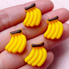 CLEARANCE Banana Cabochons (4pcs / 13mm x 17mm / Flat Back) Kawaii Miniature Fruit Cabochon Dollhouse Food Phone Case Deco Decoden Mini Cabs FCAB242
