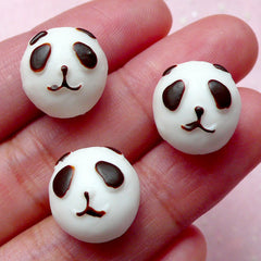 Panda Bun Cabochons (3pcs / 14mm x 10mm / Flat Back) Kawaii Animal Bread Miniature Sweets Dollhouse Food Phone Case Deco Decoden FCAB243