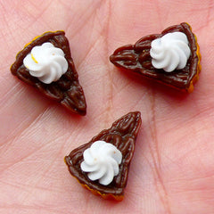 Chocolate Cheesecake / Cake Slice Cabochon (3pcs / 13mm x 17mm / 3D) Kawaii Miniature Sweets Dollhouse Food Cell Phone Deco Decoden FCAB244