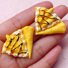Dollhouse Banana Crepe Cabochons (2pcs / 36mm x 28mm / 3D) Kawaii Dollhouse Food Miniature Sweets Phone Case Deco Kitsch Jewelry FCAB245