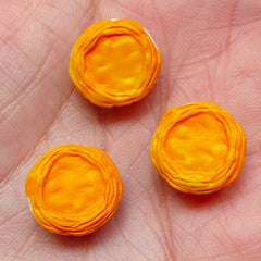 Kawaii Dollhouse Egg Tart Cabochon (3pcs / 13mm / 3D) Faux Miniature Sweets Mini Custard Tart Decoden Doll Food Kitsch Jewellery FCAB250