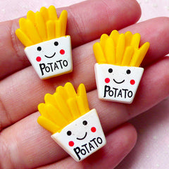 Kawaii Cabochons / French Fries Potato Finger Chips Frites (3pcs / 17mm x 22mm / Flat Back) Cellphone Deco Decoden Scrapbooking FCAB263