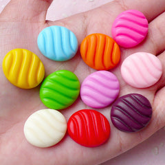 Faux Japanese Candy Cabochon (10pcs / 19mm x 16mm / Flat Back) Actual Size Sweets Kawaii Cell Phone Deco Kitsch Jewelry Scrapbooking FCAB256