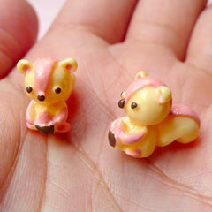 Squirrel Cabochons (2pcs / 10mm x 13mm x 16mm / 3D) Kawaii Dust Plug Making Decoden Cell Phone Deco Miniature Amimal Kitsch Jewelry CAB351