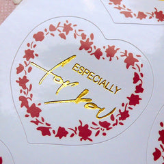 Gold Foil Print Especially For You Sticker in Heart Shape (20pcs) Valentines Favor Seal Wedding Gift Decoration Product Packaging S216