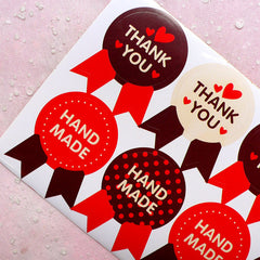 Cute Hand Made Sticker / Thank You Sticker in Badge Shape (16pcs) Kawaii Gift Decoration Party Favor Seal Handmade Product Packaging S218