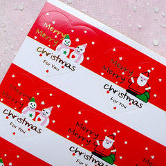 CLEARANCE Santa Claus Stickers / Merry Christmas and Happy New Year St, MiniatureSweet, Kawaii Resin Crafts, Decoden Cabochons Supplies