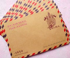 Kraft Paper Envelopes (10pcs / Praha) (11cm x 16.2cm / 4.4" x 6.48") Vintage Czech Republic Triangle Flap Party Invitations Card S226