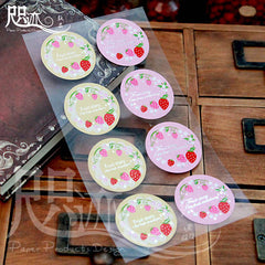 Strawberry Seals / Fruit Sticker (16pcs) Kawaii Party Favor Label Cute Gift Decoration Gift Wrap Product Packaging Cupcake Picks Making S241