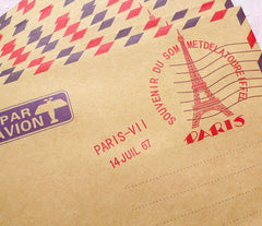 CLEARANCE Paris Kraft Paper Envelopes (10pcs / Eiffel Tower) (11cm x 16.2cm / 4.4" x 6.48") Vintage France Triangle Flap Party Invitations S228