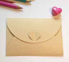 Mini enveloppes en kraft et tags - 6 pcs - Etiquette scrapbooking