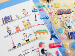 Puffy Sticker / Epoxy Sticker by Sonia Stickers (1 Sheet / Bonjour Paris) France Travel French Style Cute Scrapbooking Diary Decoration S236