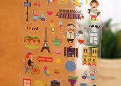 Puffy Sticker / Epoxy Sticker by Sonia Stickers (1 Sheet / Bonjour Paris) France Travel French Style Cute Scrapbooking Diary Decoration S236