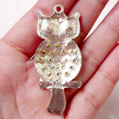 Bling Bling Owl Cabochon / Charm with Rhinestones (24mm x 56mm) Animal Bird Decoden Handbag Charm Pendant Keychain Keyring Making CAB361